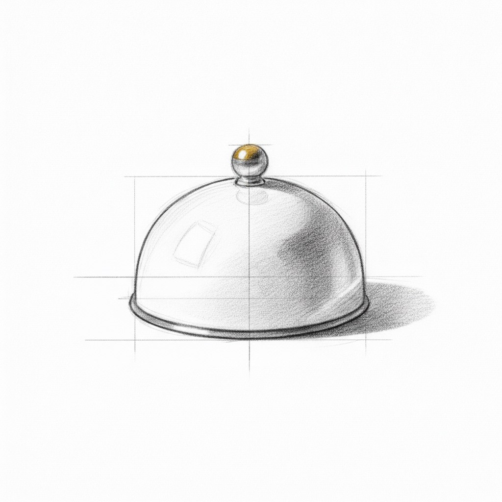 Cloche de service, dessin au fusain