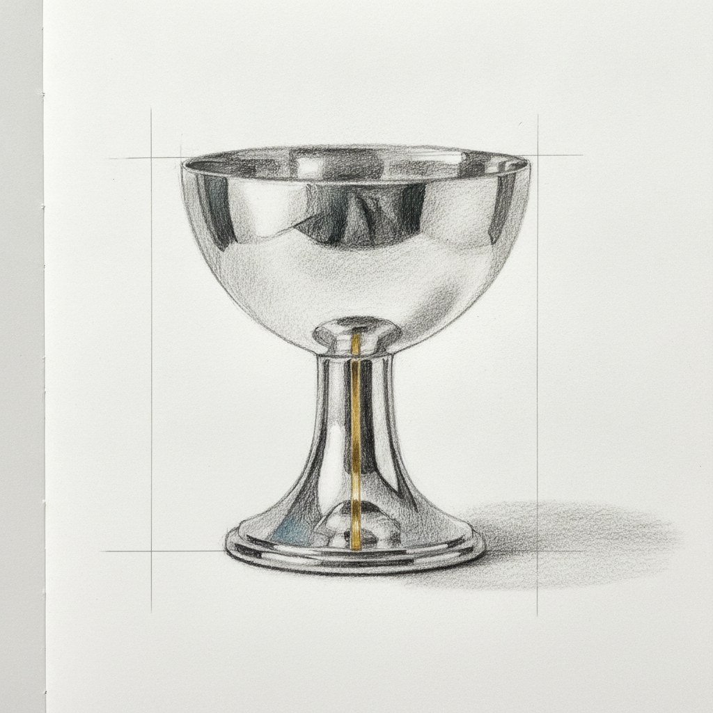 Coupe sur pied, dessin au fusain