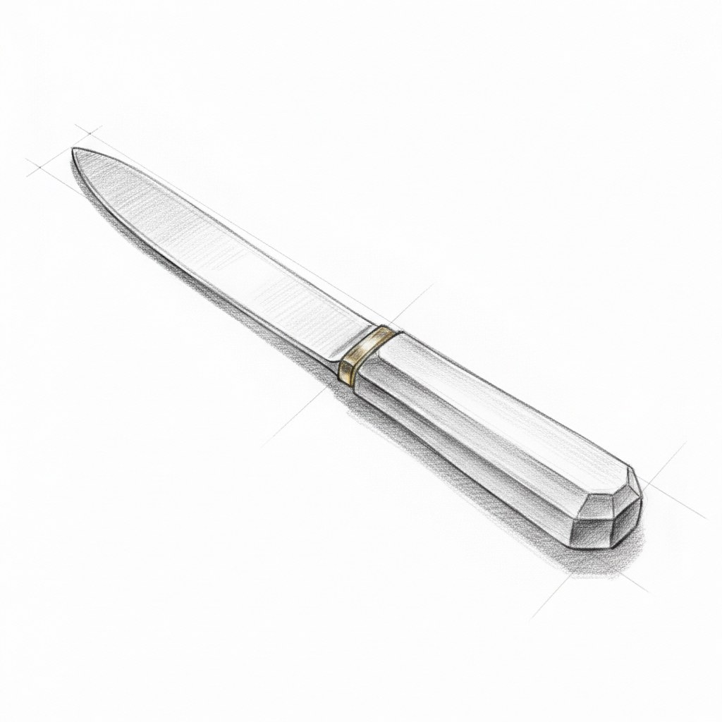 Couteau de table, dessin au fusain