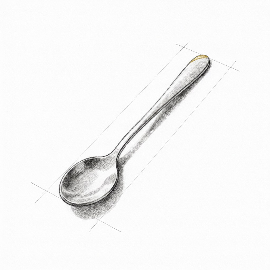 Cuillère à moka, dessin au fusain