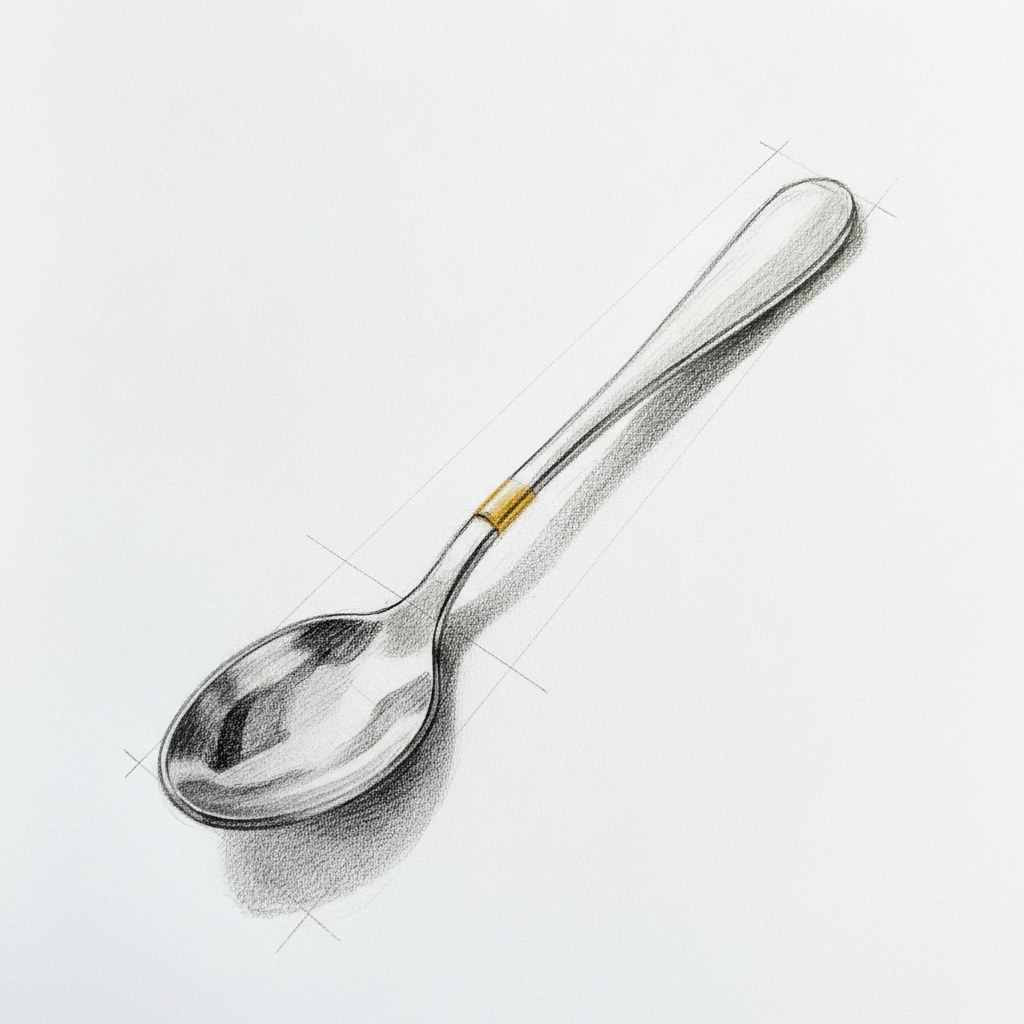 Cuillère à thé, dessin au fusain