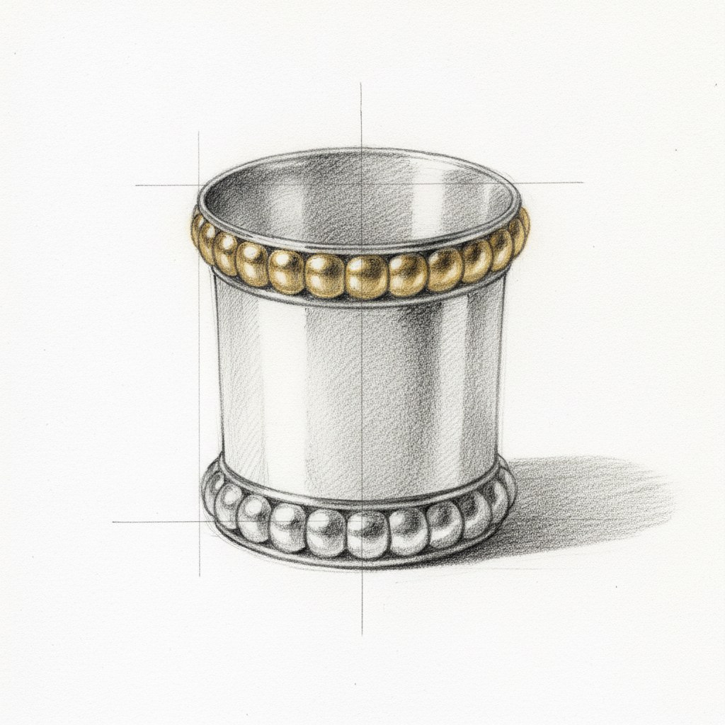 Godrons, dessin au fusain