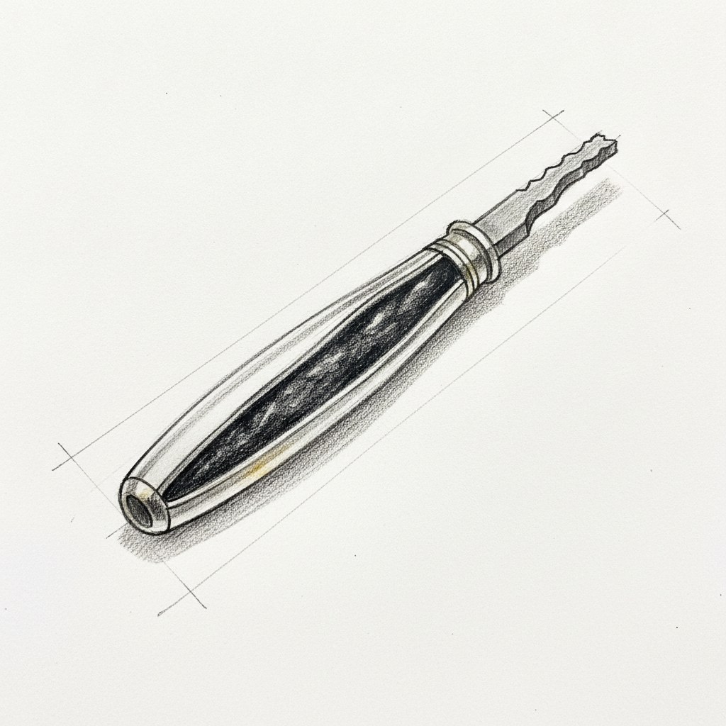 Manche fourré, dessin au fusain
