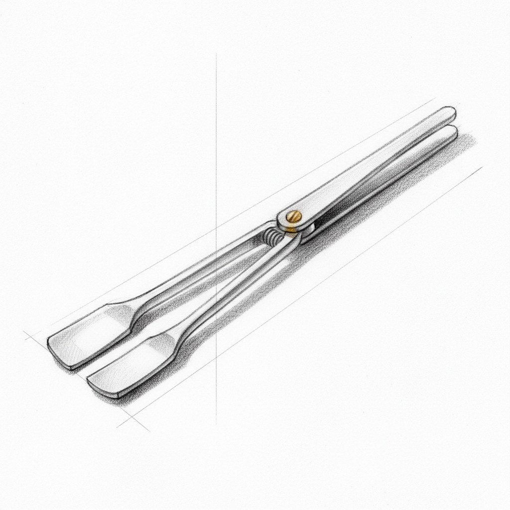 Pince à asperges, dessin au fusain