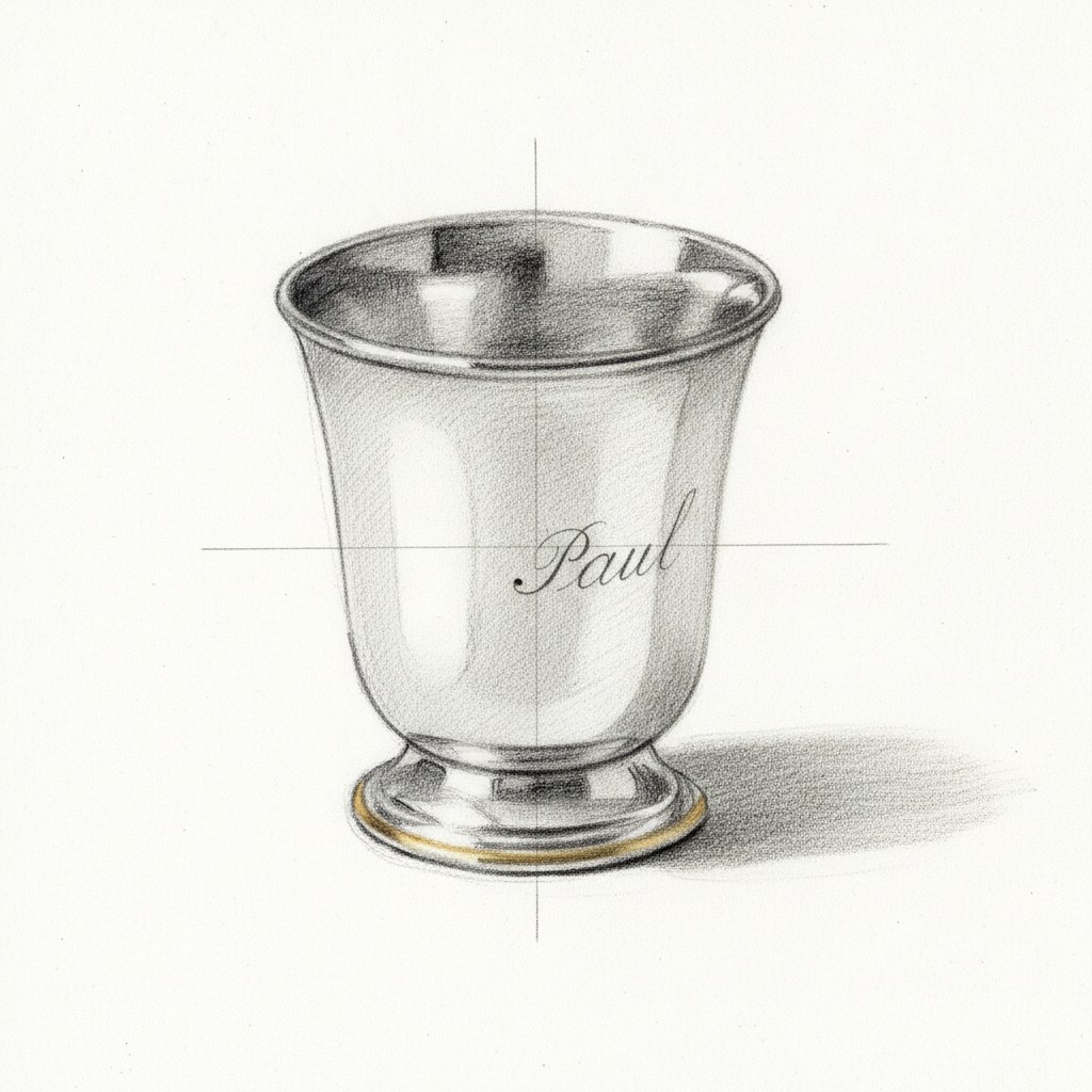 Timbale, dessin au fusain