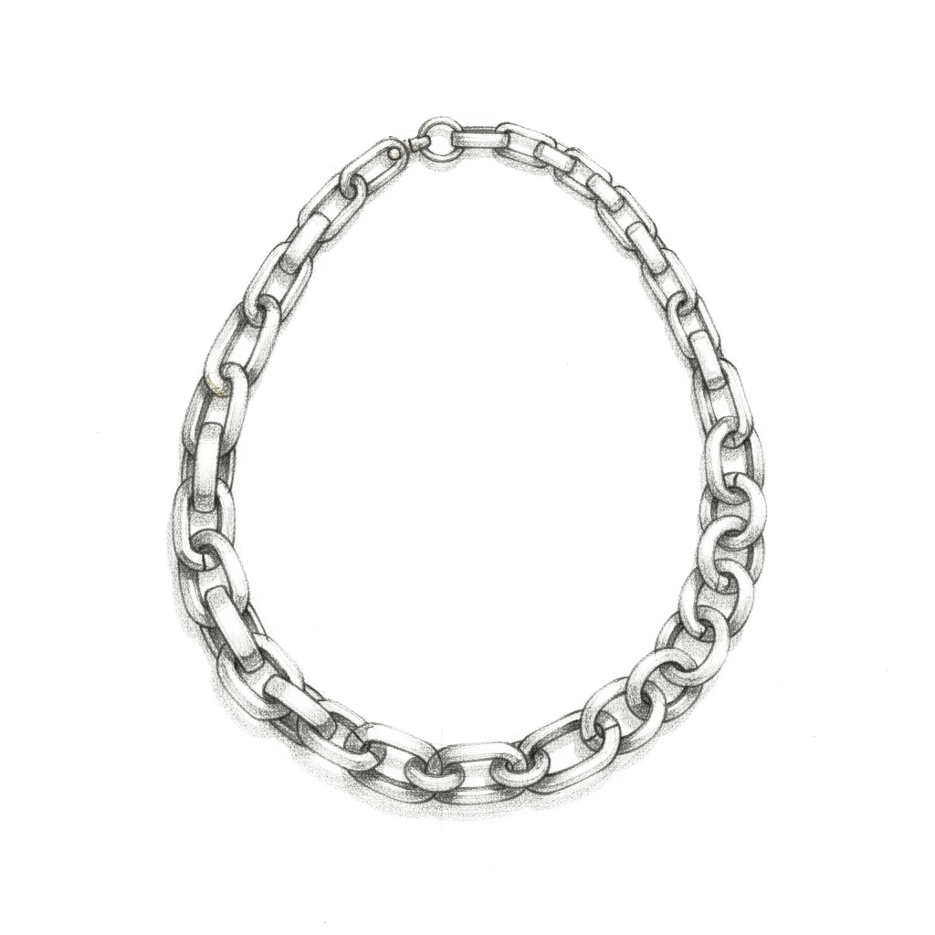 Maille de chaîne — croquis d'atelier au fusain