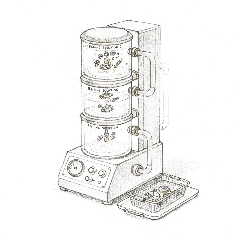 Croquis d’atelier — machine à laver horlogère