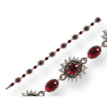 Bracelet en Argent 925 (Perles de culture - Grenats - Marcassites)
