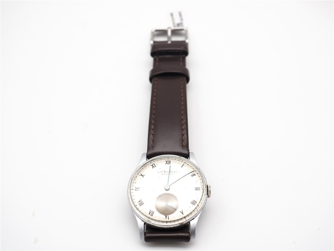 Universal Genève, bracelet cuir marron — vue 2
