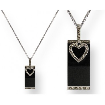 Collier en Argent 925 (Onyx - Marcassites)