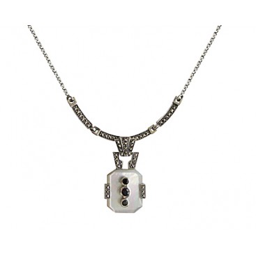 Collier en Argent 925 (Nacre - Grenats - Marcassites)
