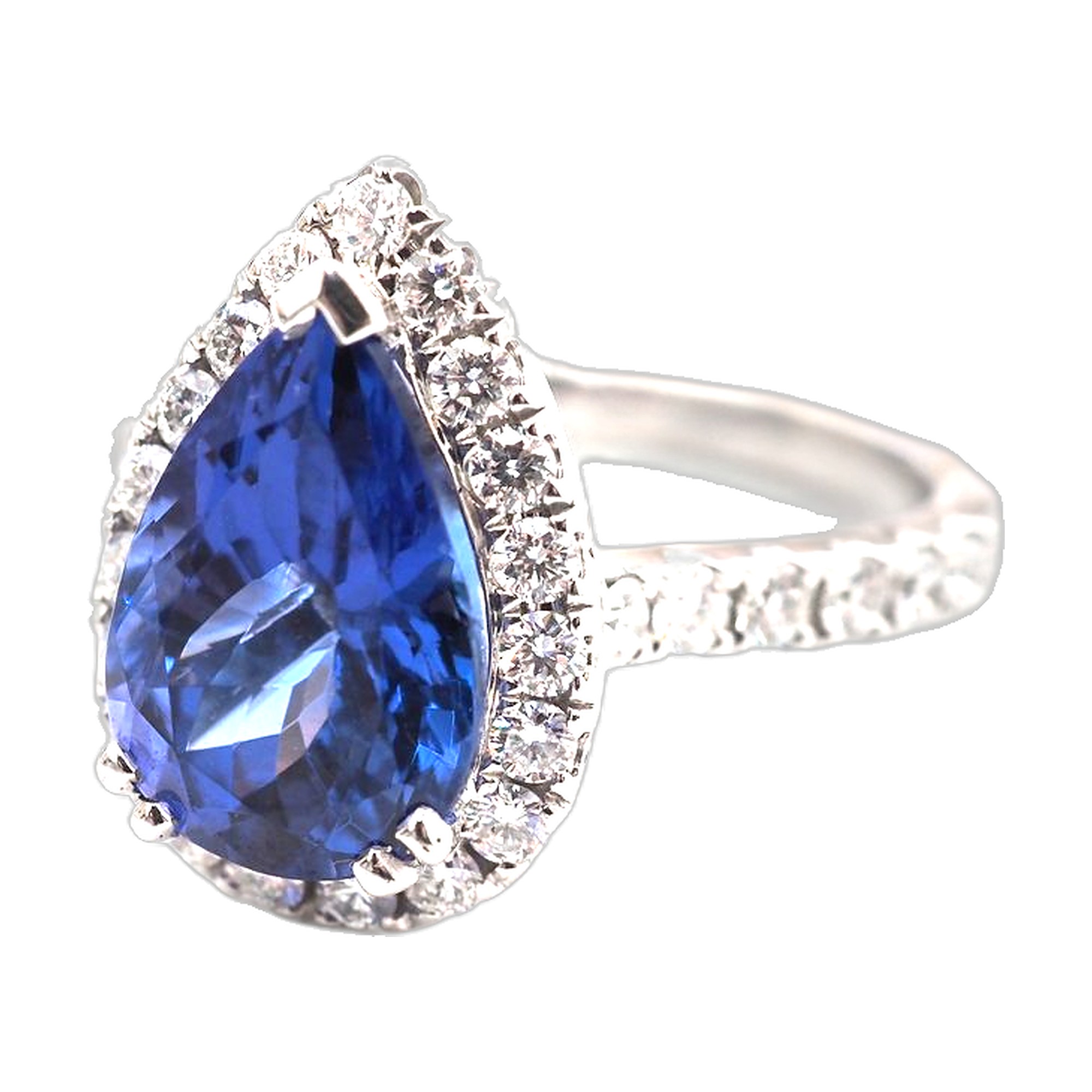 Bague en or blanc, diamant et Tanzanite