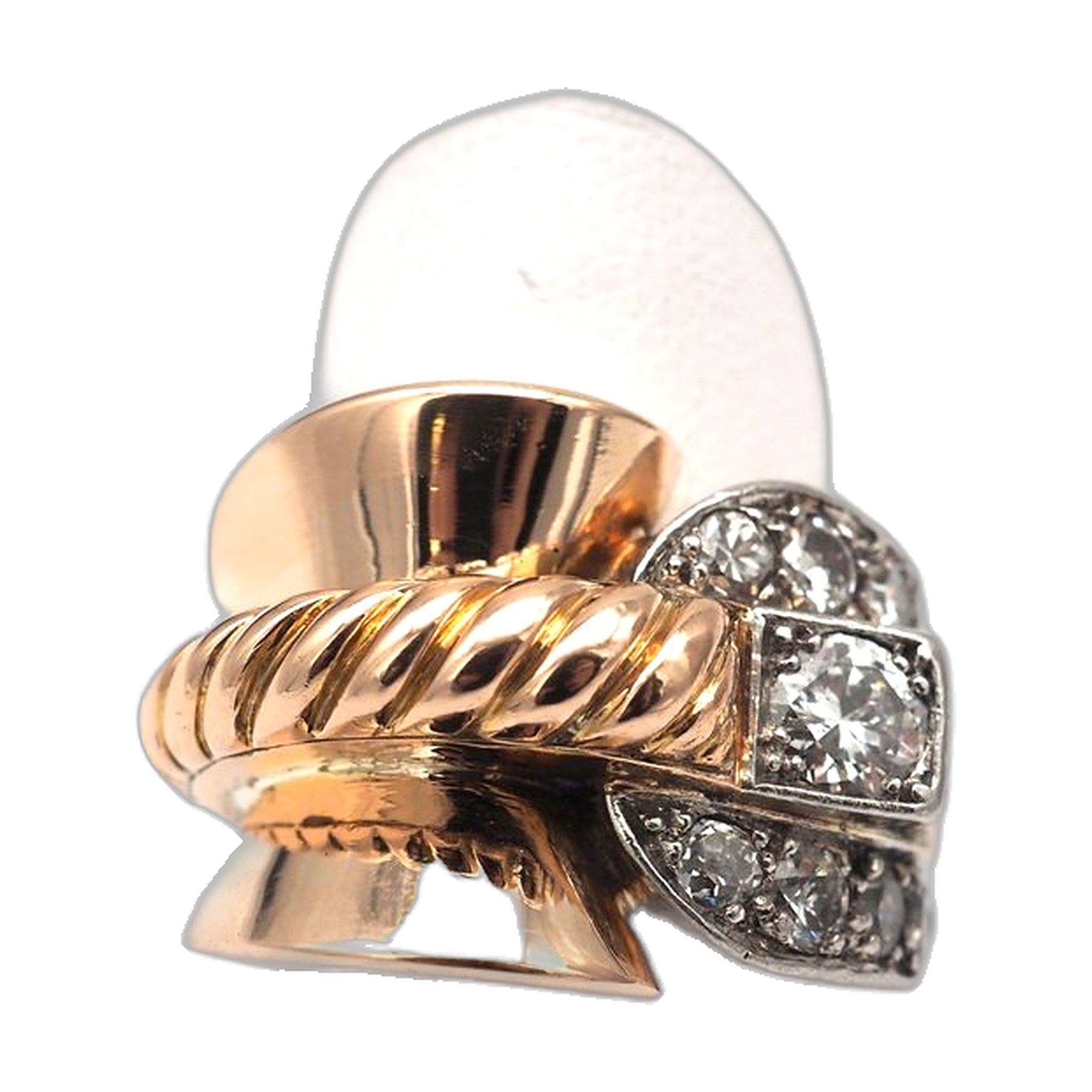 Bague or jaune 750 mil et diamants — vue 2