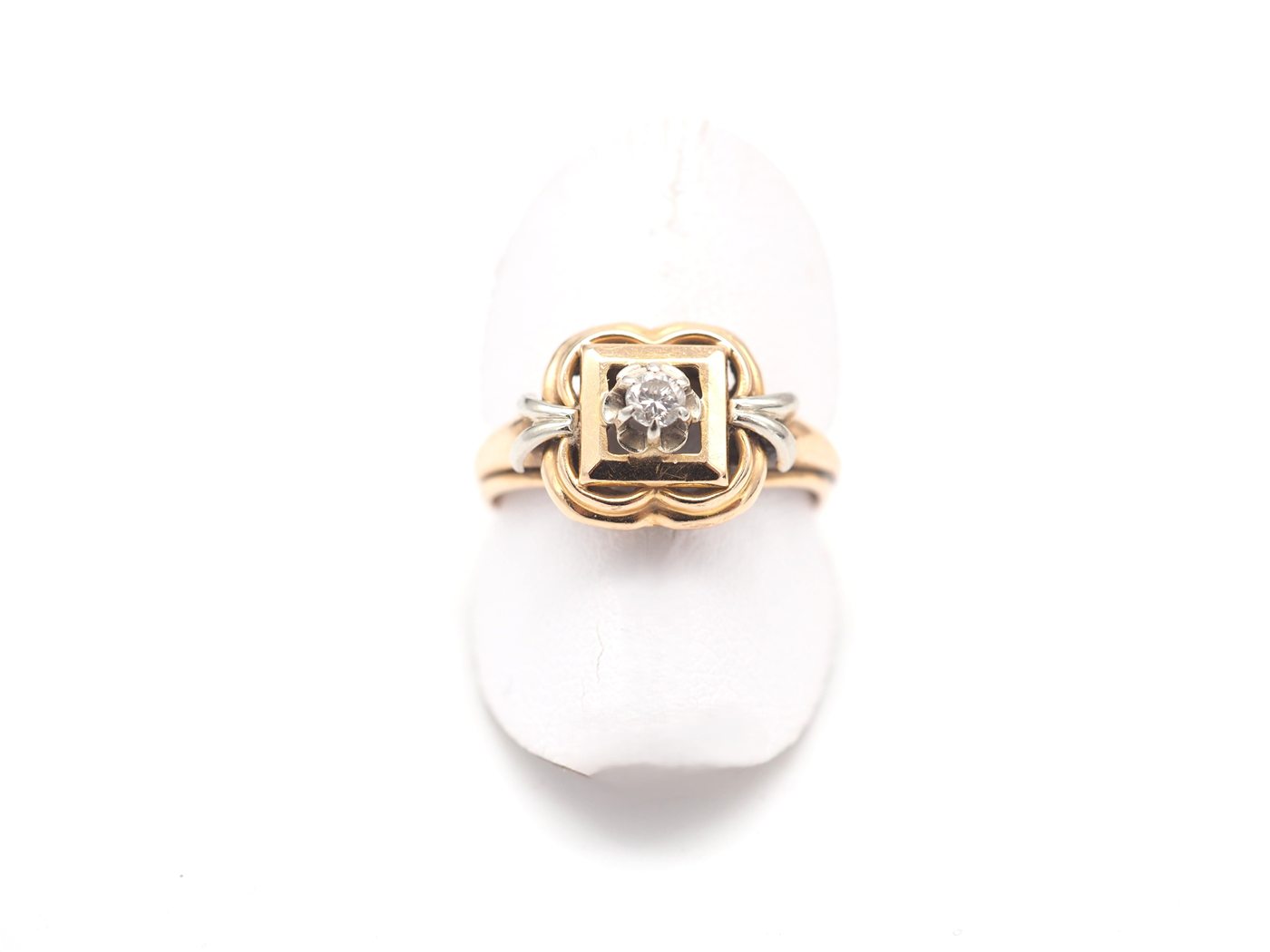 Bague bi-or 750 & diamant (années 1940) — vue 2
