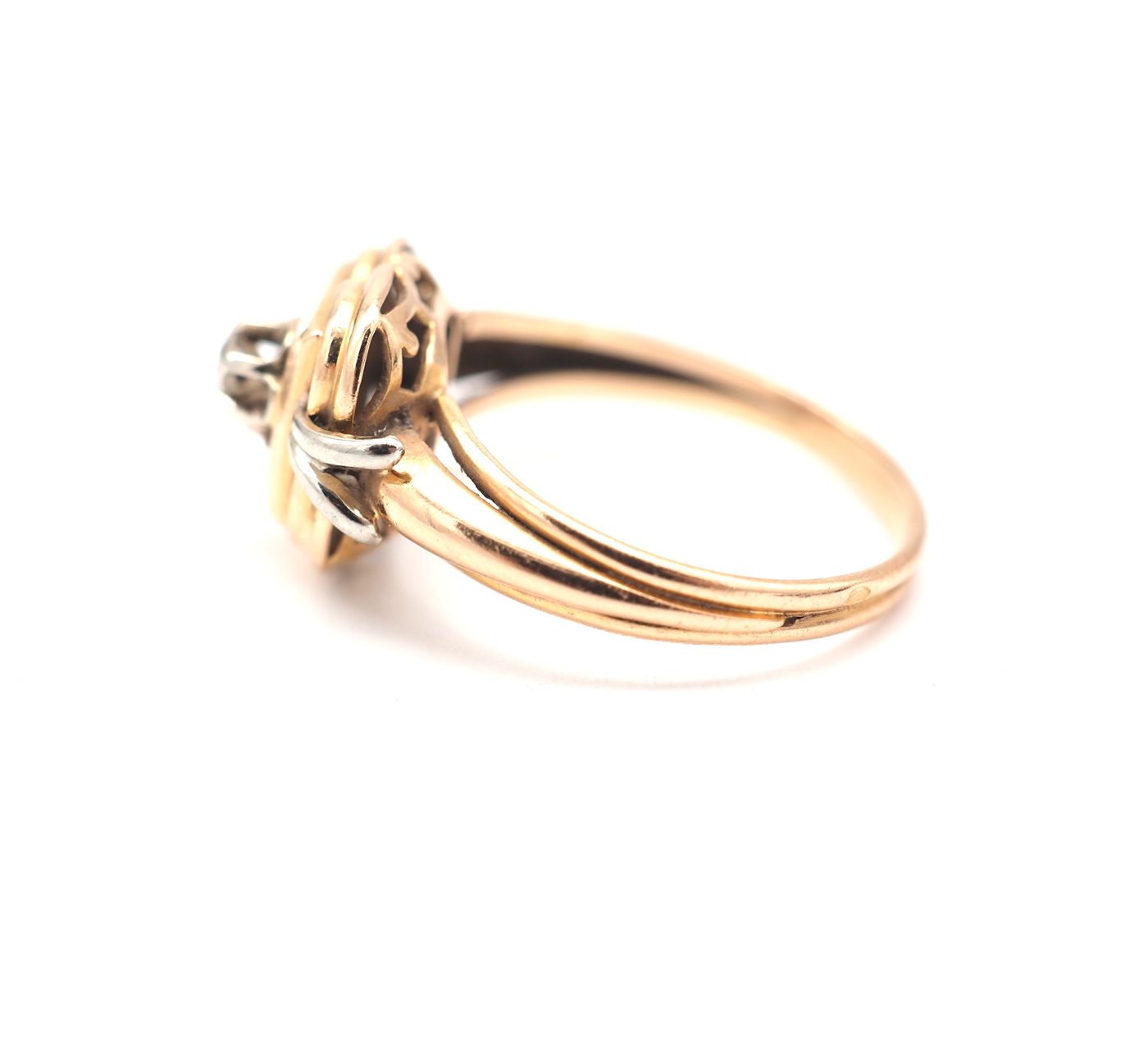 Bague bi-or 750 & diamant (années 1940) — vue 4