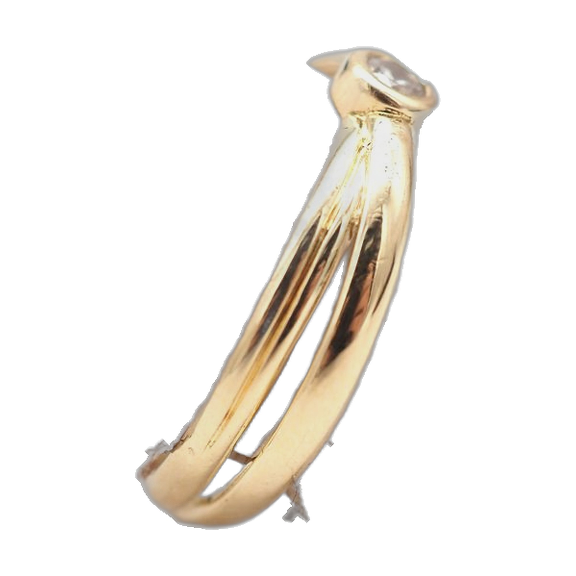 Bague double anneau or jaune & diamant — vue 2