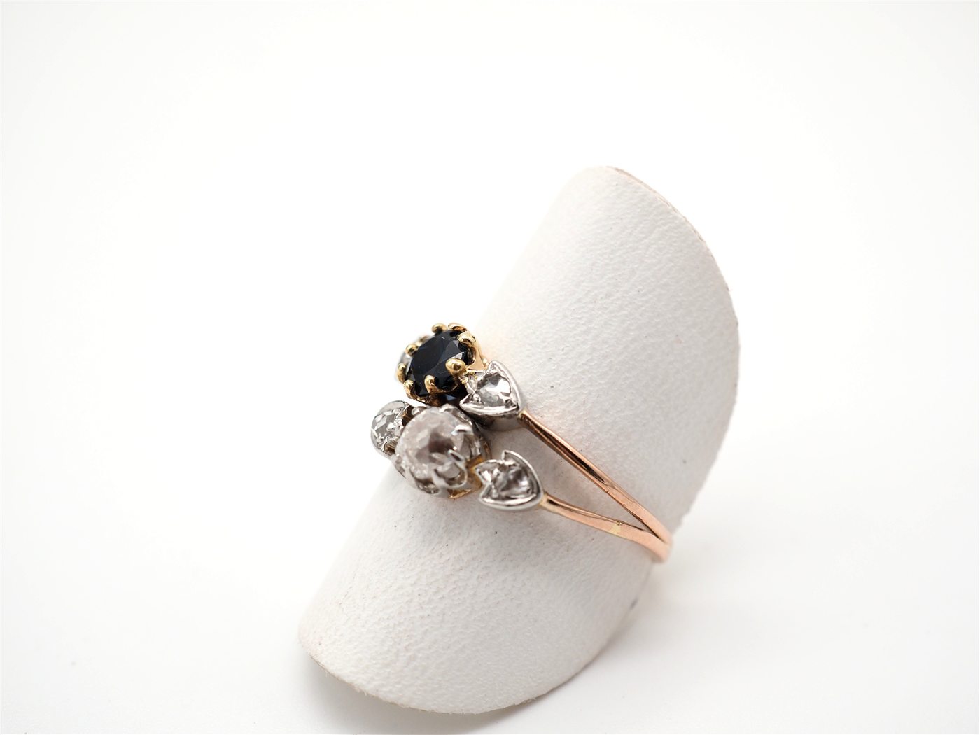 Baguen ancienne or jaune saphir et diamants — vue 3