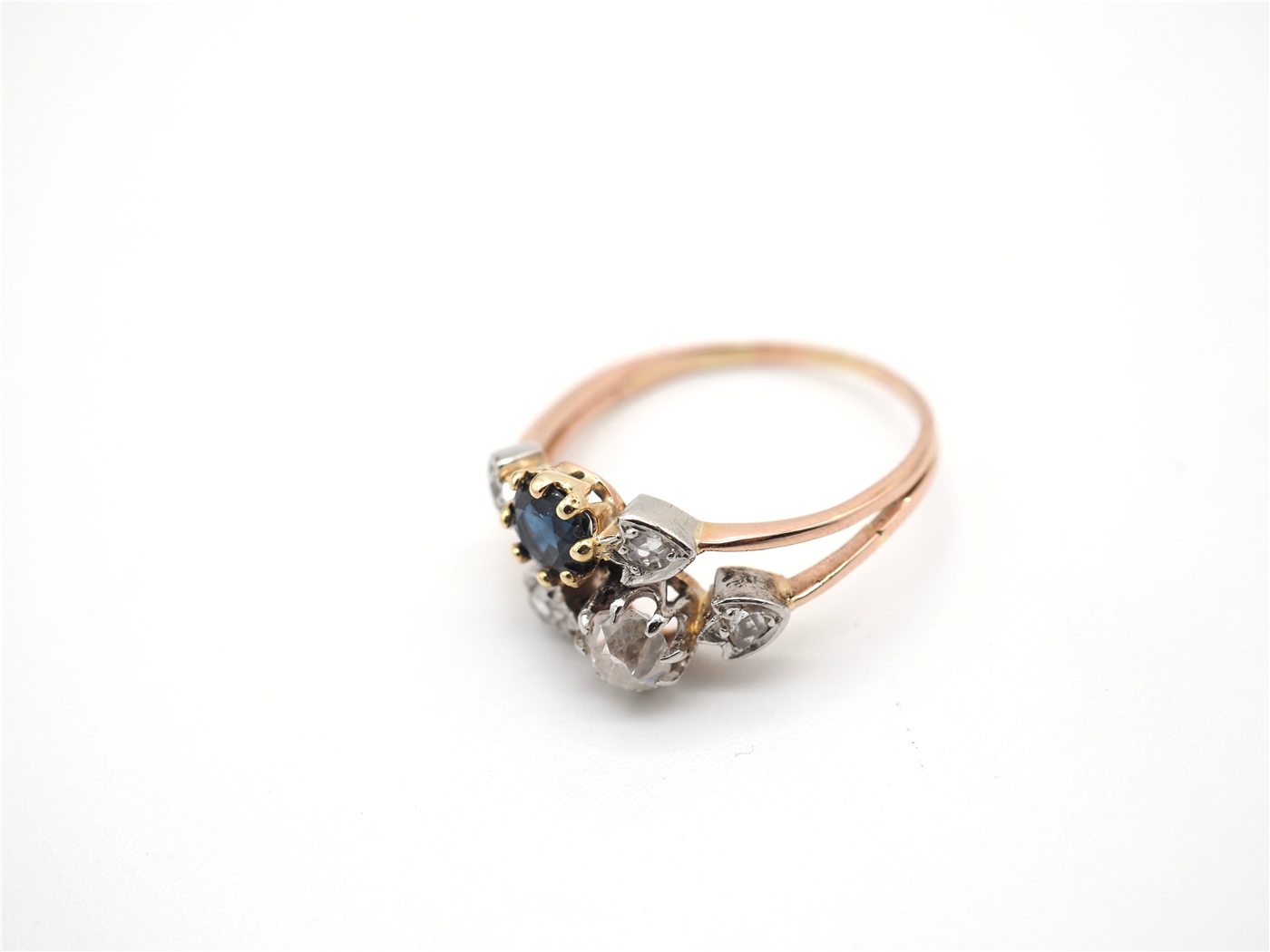 Baguen ancienne or jaune saphir et diamants — vue 4