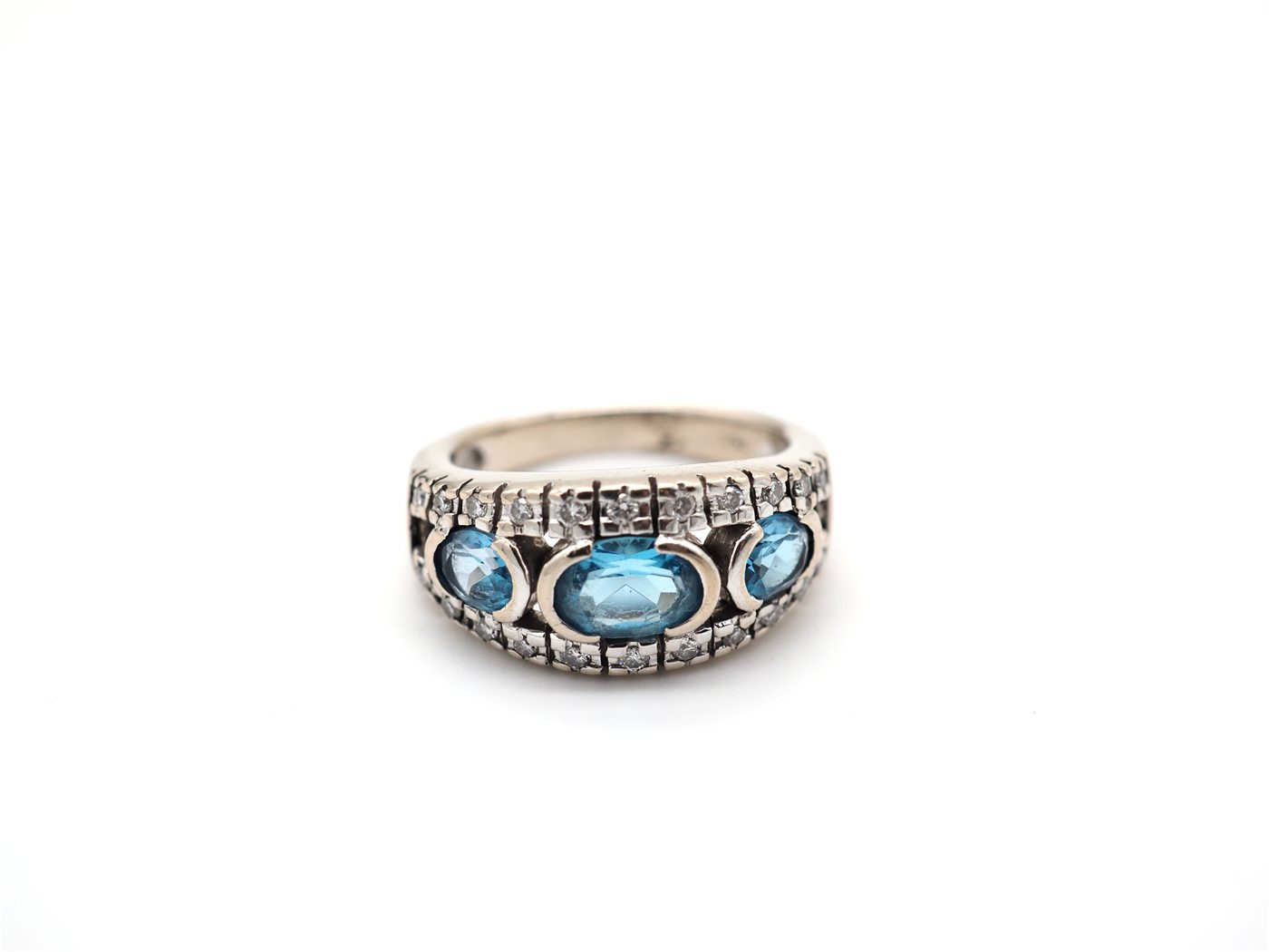 Bague or blanc et topaze — vue 3
