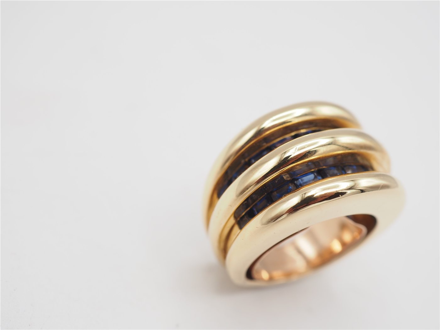 bague godron or jaune saphirs — vue 2