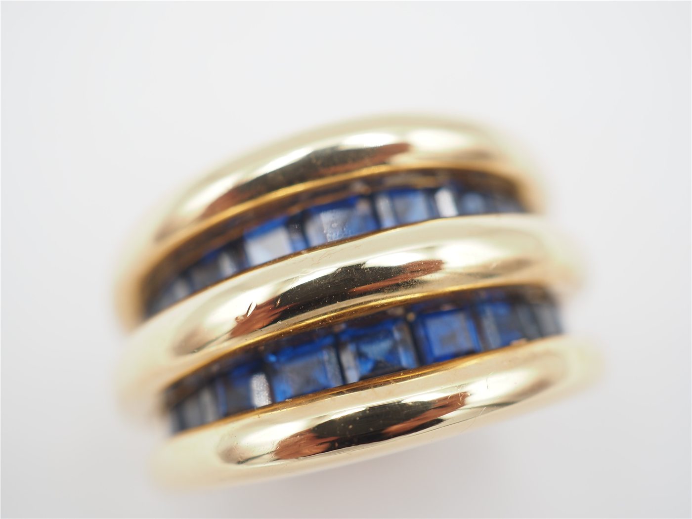 bague godron or jaune saphirs — vue 3