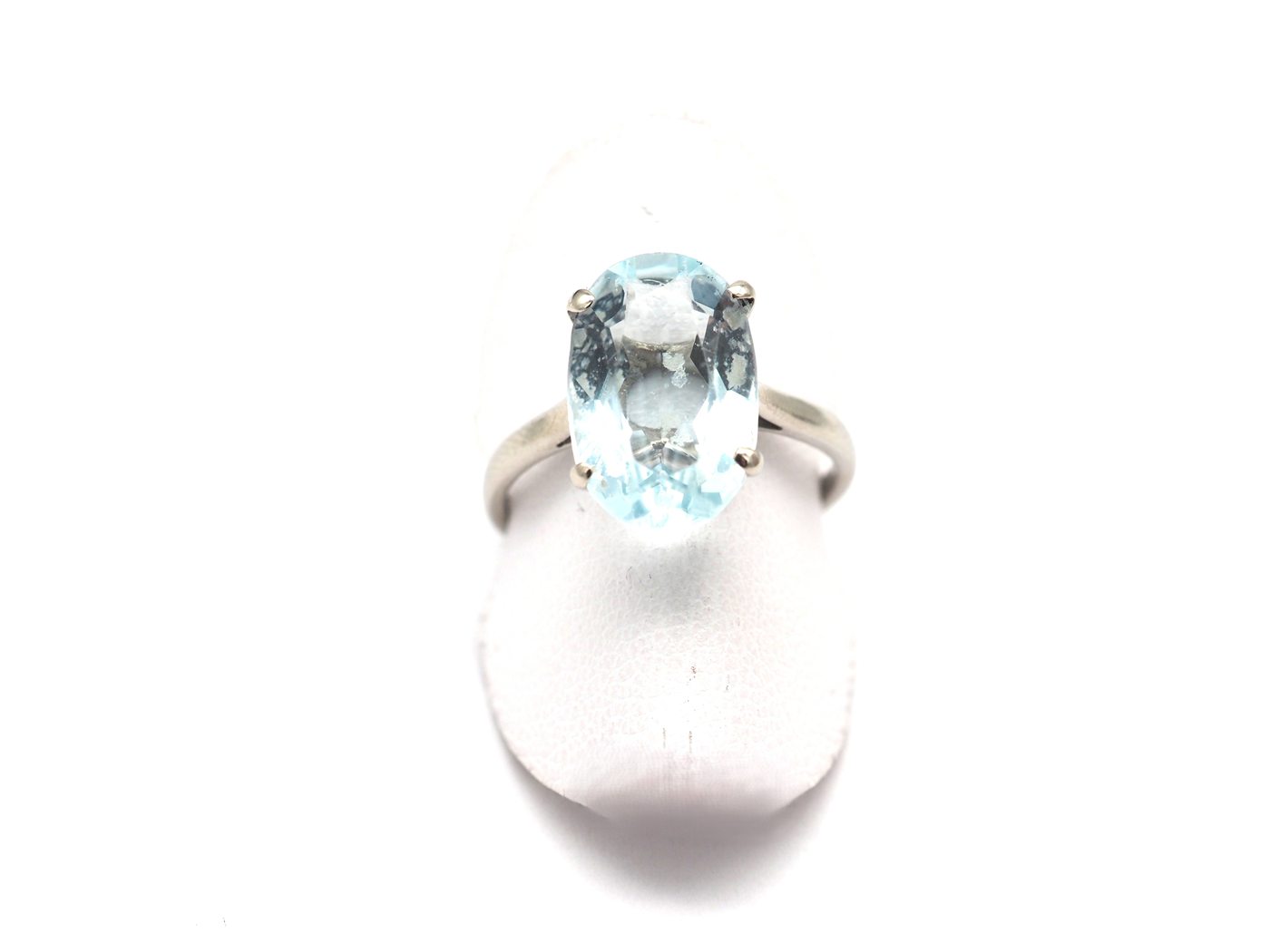 Bague aigue marine en or blanc 750 — vue 2