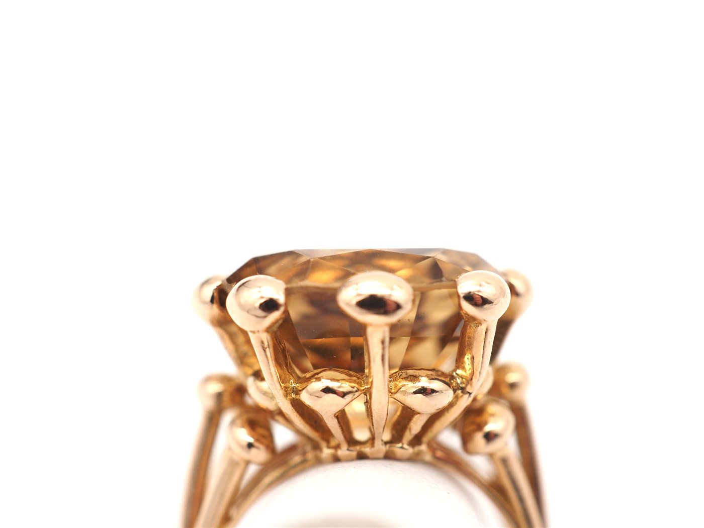Bague cocktail en or jaune avec citrine — vue 3