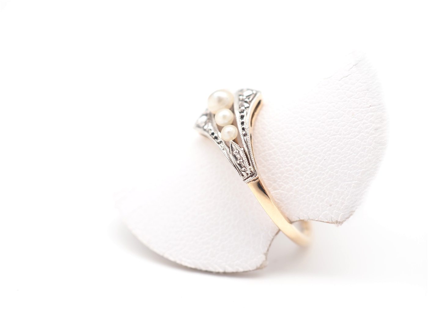 Bague or jaune, perles & diamants (début XXe) — vue 2