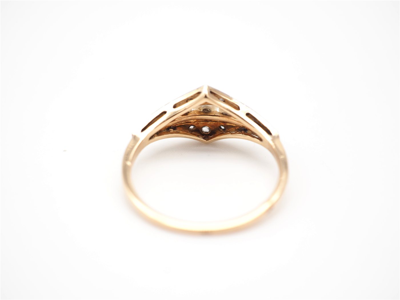 Bague or jaune, perles & diamants (début XXe) — vue 3