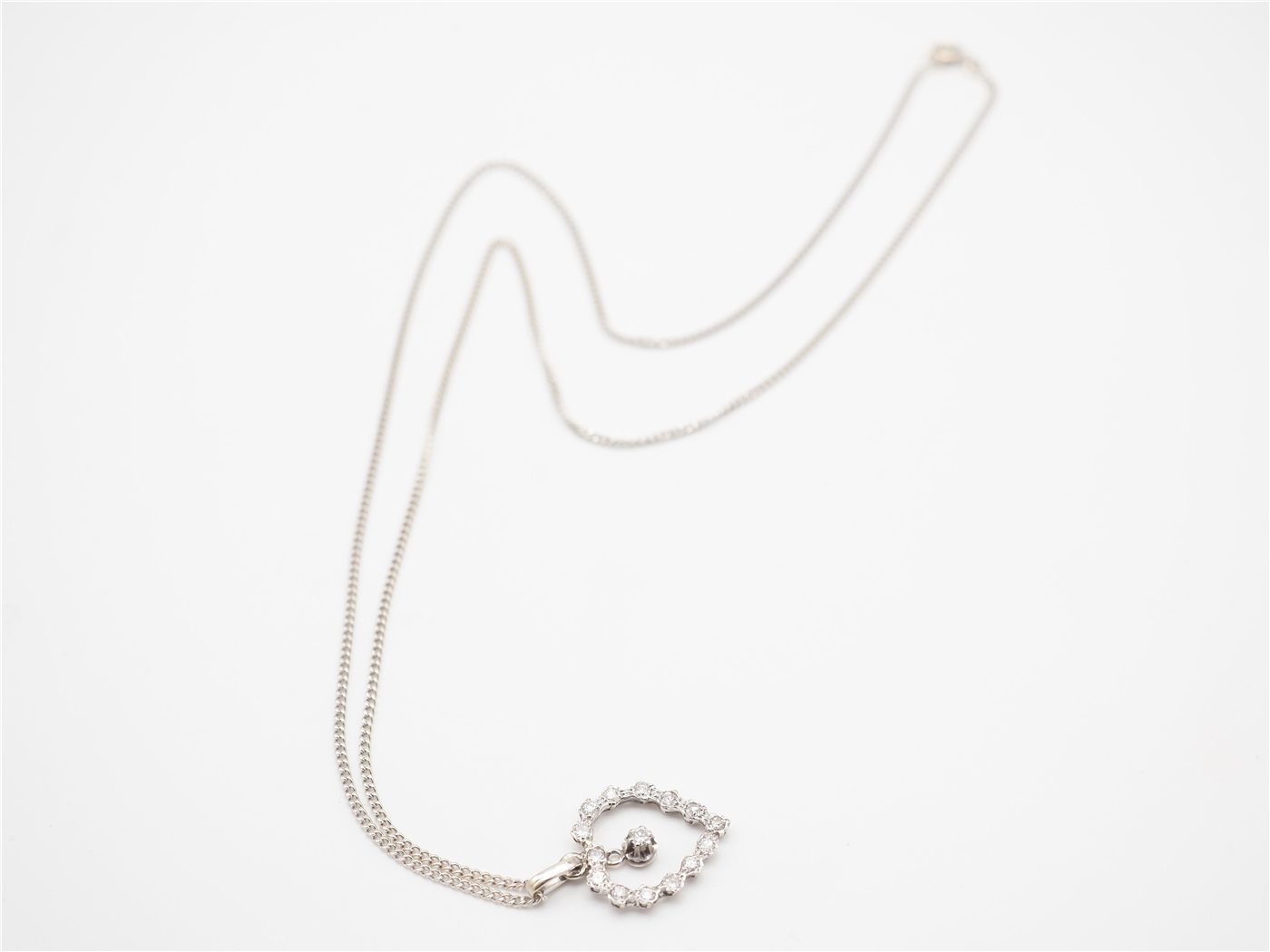 Collier or blanc 750 coeur et diamants chaine gourmet — vue 2