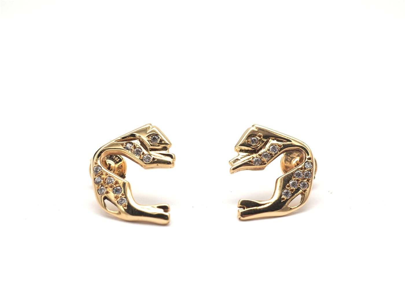 Boucles d'oreilles panthère or jaune 750 mil et diamants