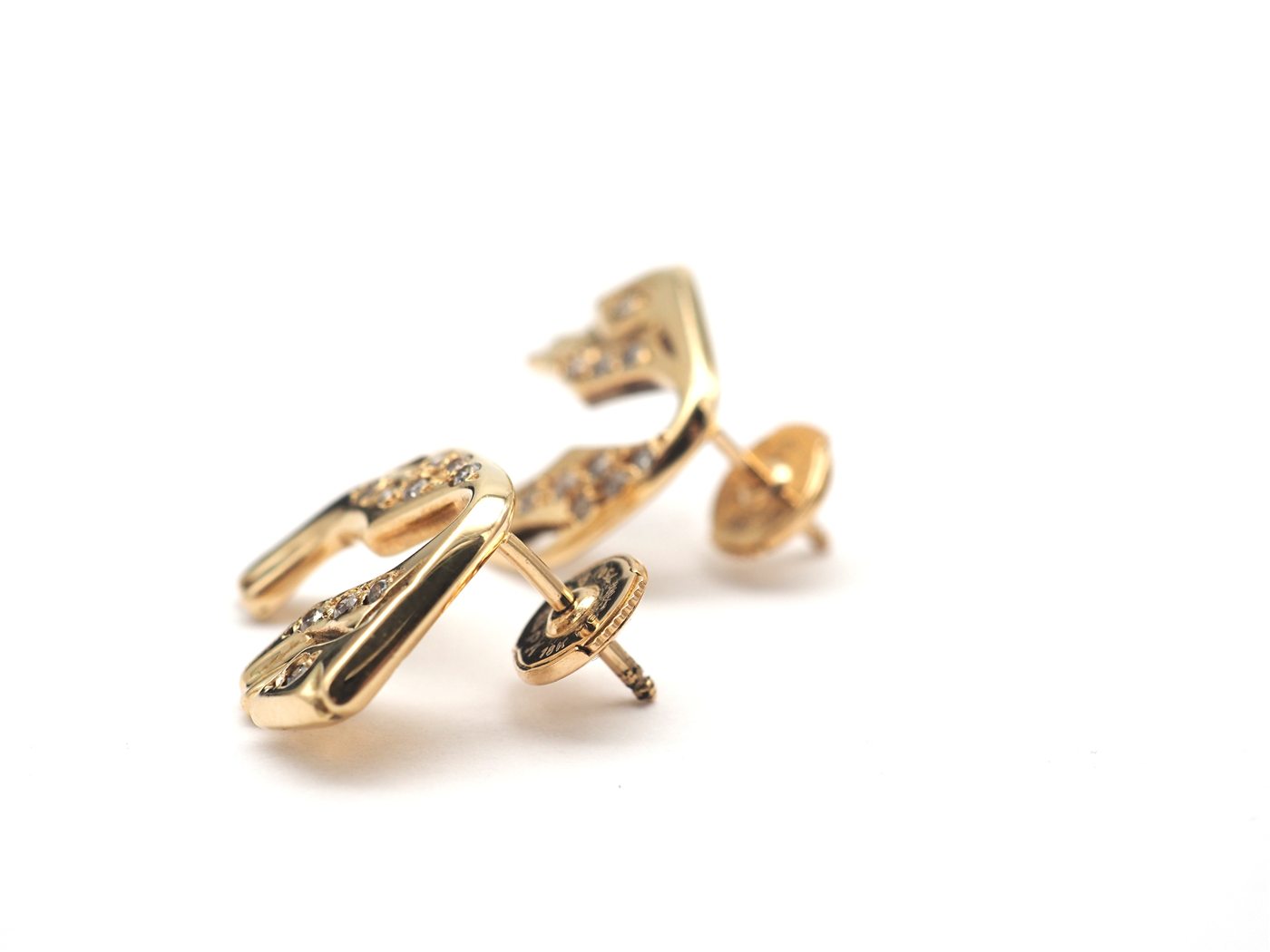 Boucles d'oreilles panthère or jaune 750 mil et diamants — vue 2