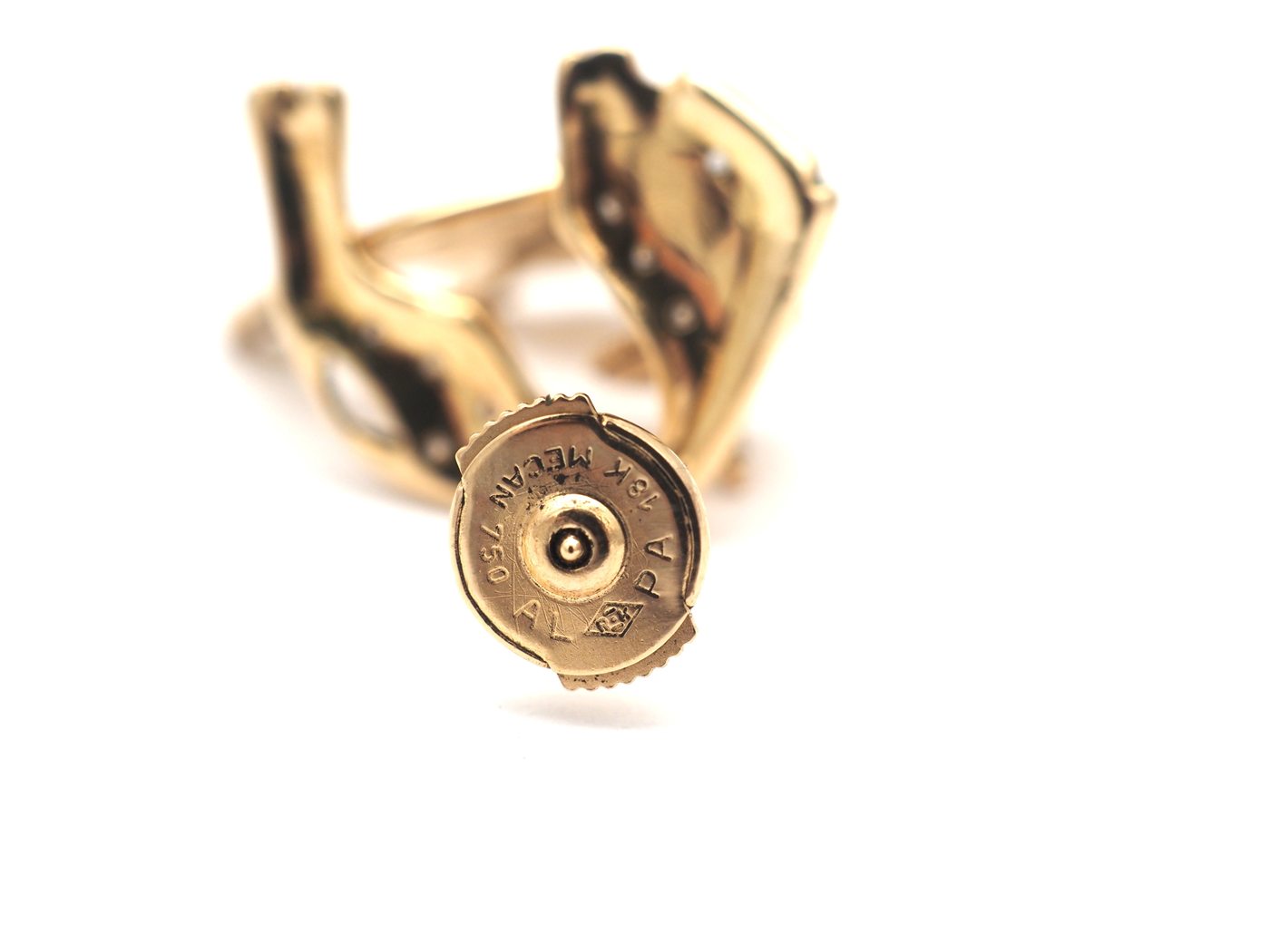 Boucles d'oreilles panthère or jaune 750 mil et diamants — vue 3