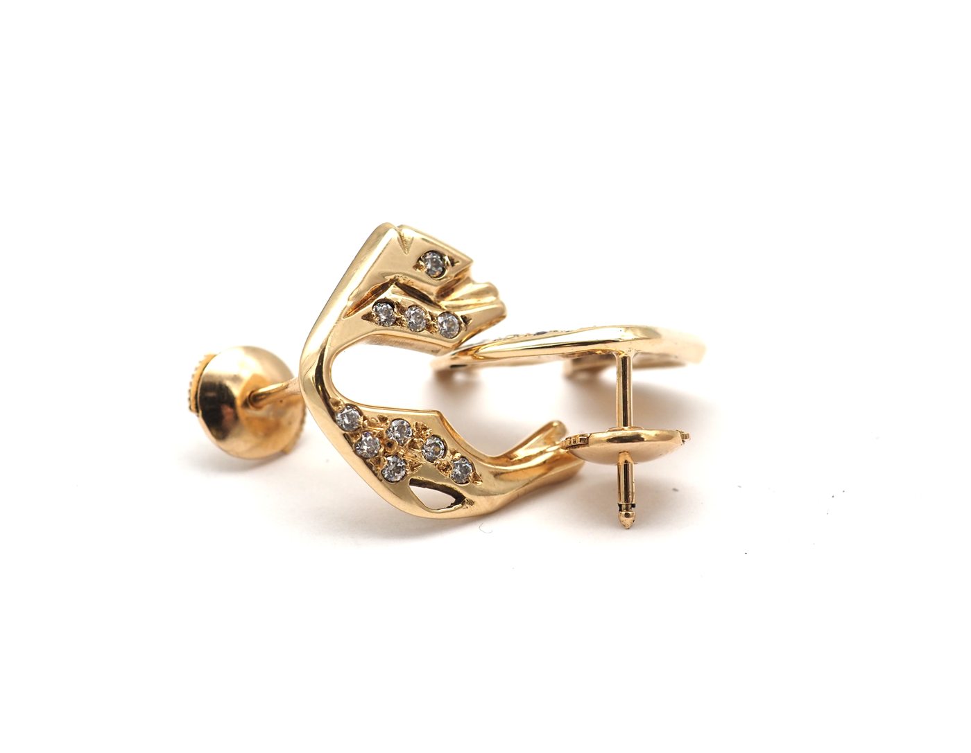 Boucles d'oreilles panthère or jaune 750 mil et diamants — vue 4
