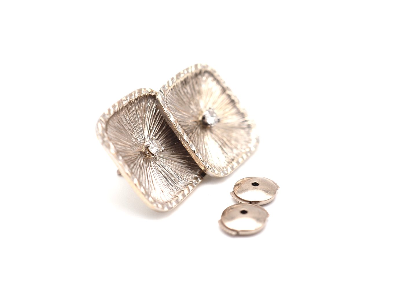 Boucles d'oreilles or blanc, diamant & fermoir Alpa — vue 4