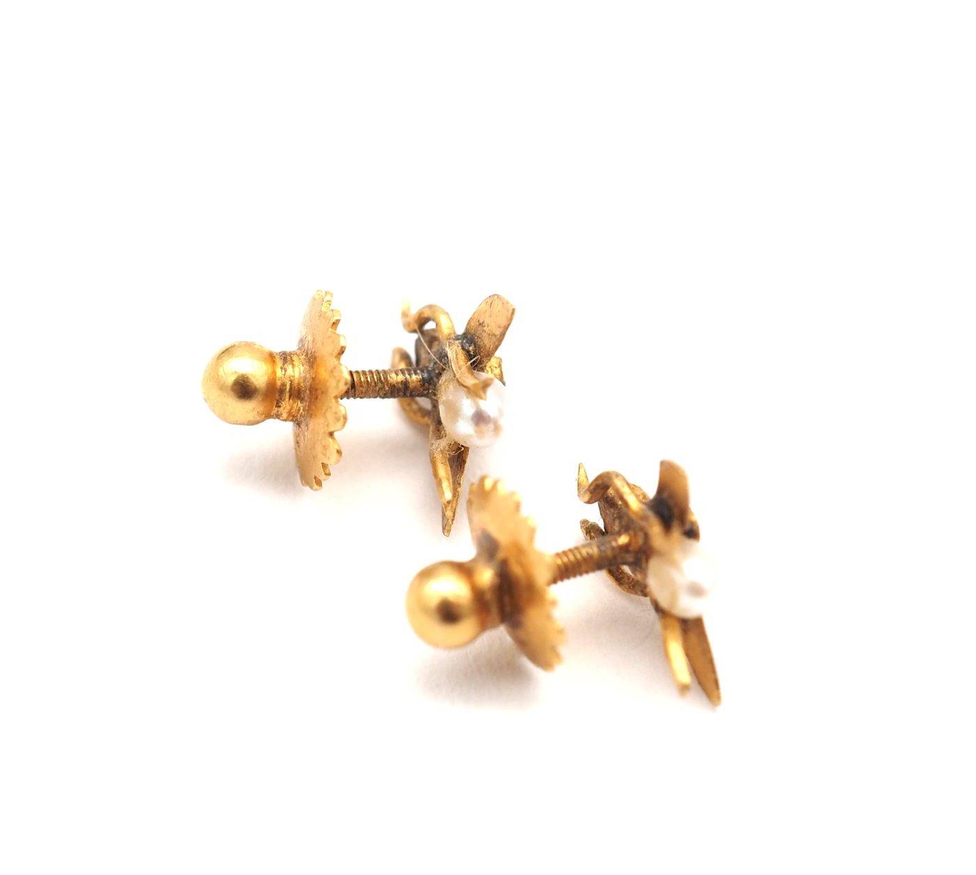 Boucles d'oreilles or jaune 750 verneuil et perle — vue 2