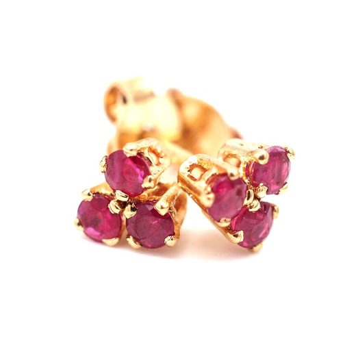 Boucles d'oreilles or jaune & rubis