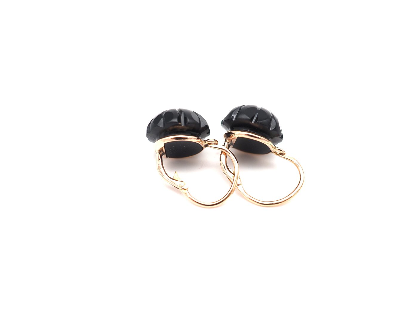 Boucles d'oreilles en or rose 750 mil et geai noir — vue 2