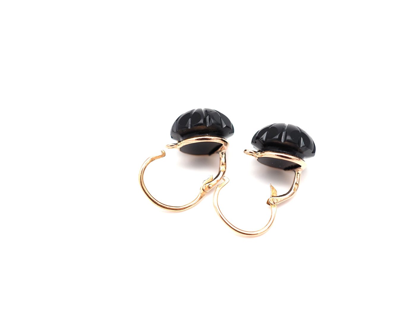 Boucles d'oreilles en or rose 750 mil et geai noir — vue 3