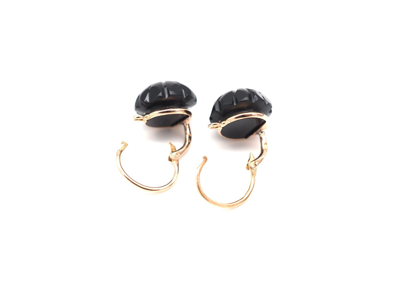 Boucles d'oreilles en or rose 750 mil et geai noir — vue 4
