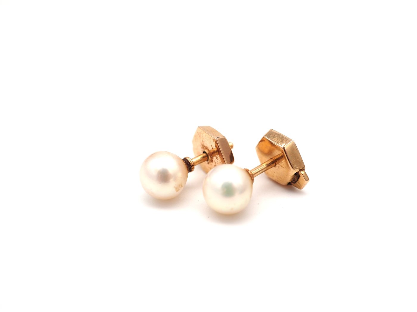 Boucles d'oreilles vintage en perle et or 750 — vue 2