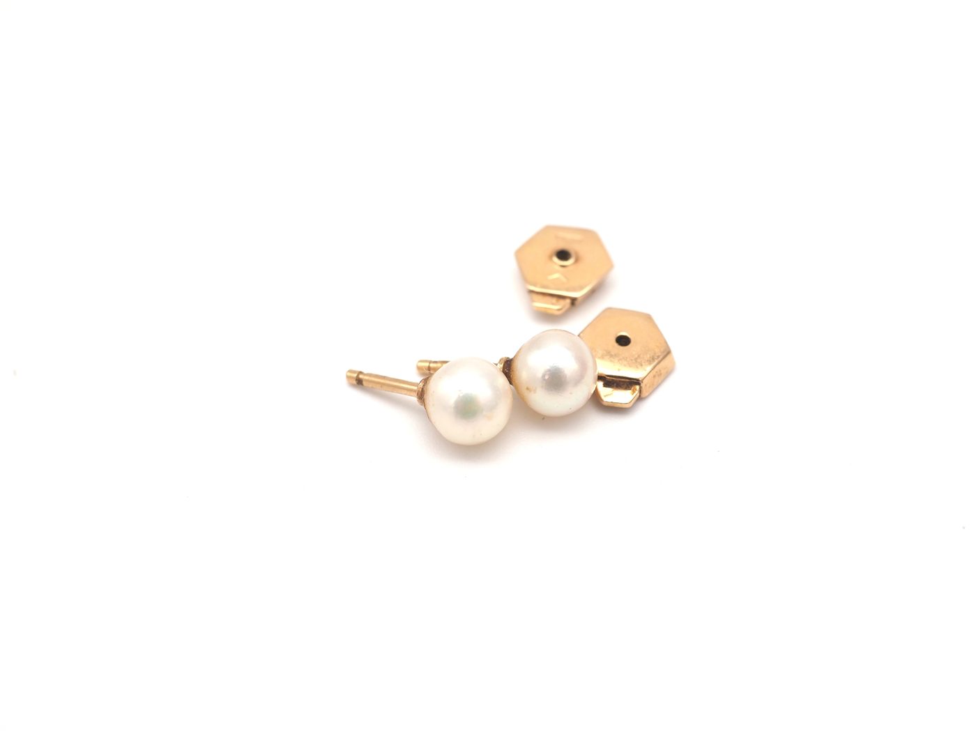 Boucles d'oreilles vintage en perle et or 750 — vue 3