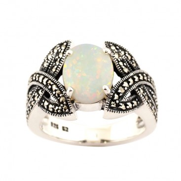 Bague Argent 925 Opale - Marcassites