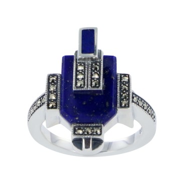 Bague en Argent 925 (Lapis lazuli - Marcassites)