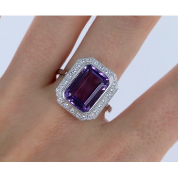 Bague en Argent 925 (Améthyste - Oxydes de zirconium) — vue 2