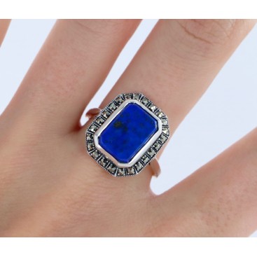 Bague en Argent 925 (Lapis Lazuli - Marcassites) — vue 2