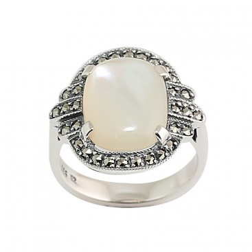 Bague en Argent 925 (Nacre - Marcassites)