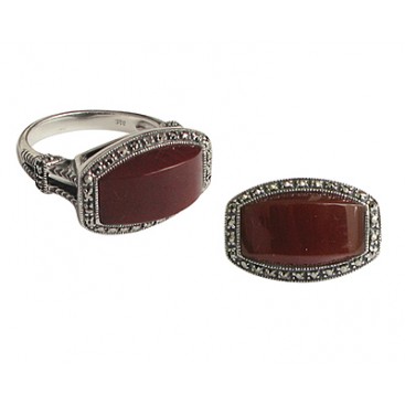 Bague en Argent 925 (Cornaline - Marcassites)