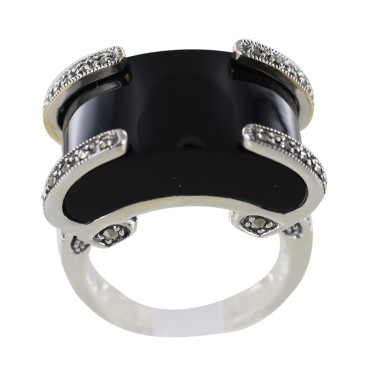 Bague en Argent 925 (Onyx - Marcassites)