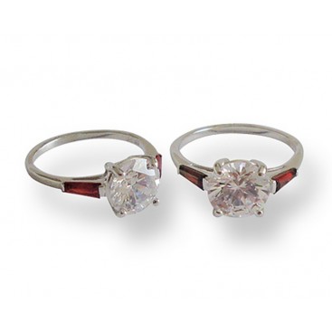 Bague en Argent 925 (Grenat - Oxydes de zirconium)